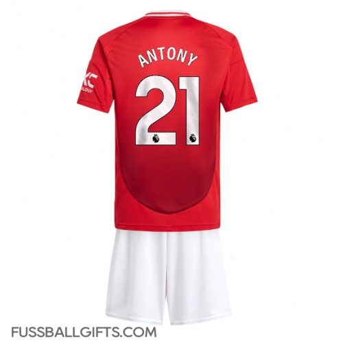 Manchester United Antony #21 Fußballbekleidung Heimtrikot Kinder 2024-25 Kurzarm (+ kurze hosen)